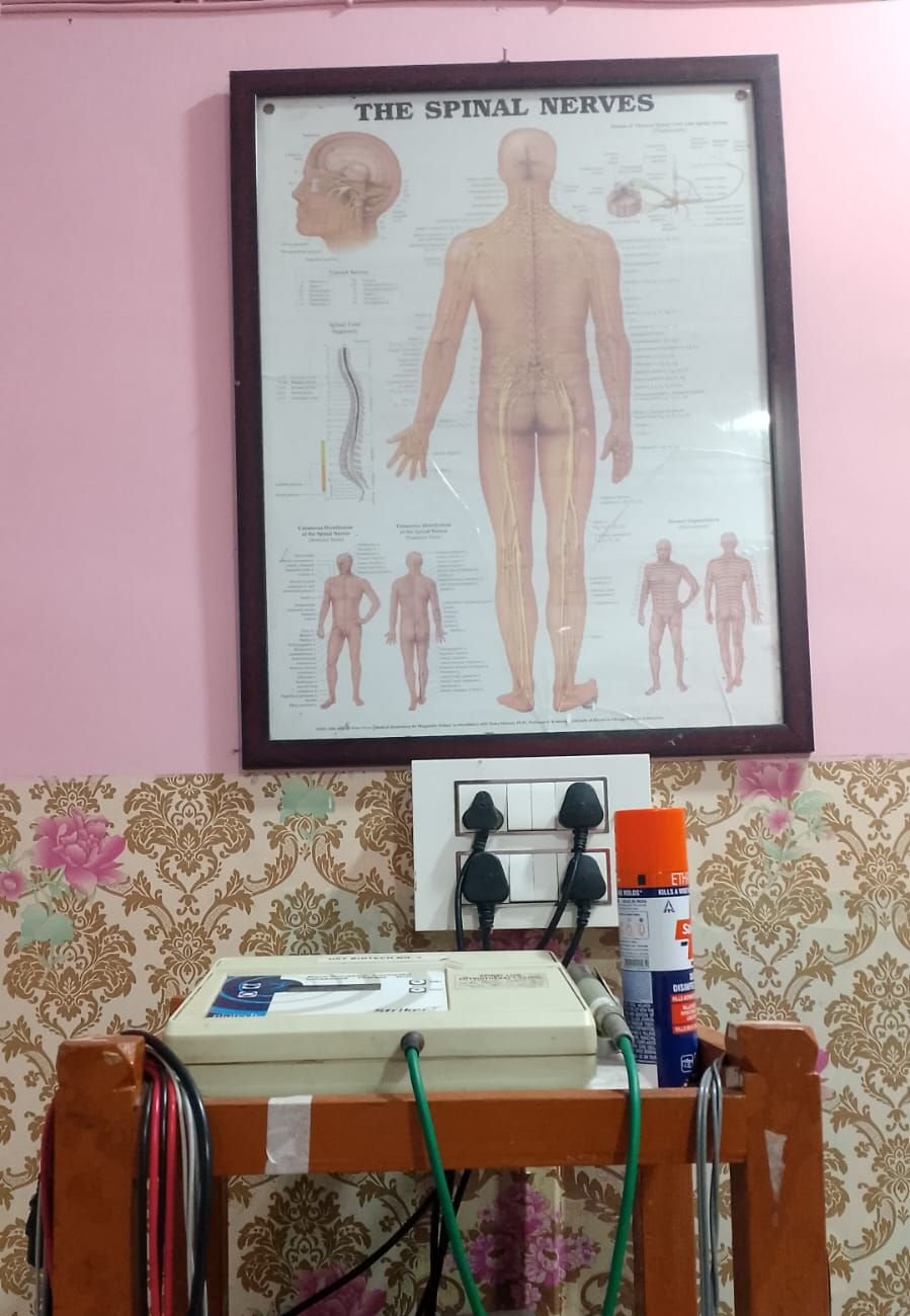 Spinal nerves chart above the equipment trolley